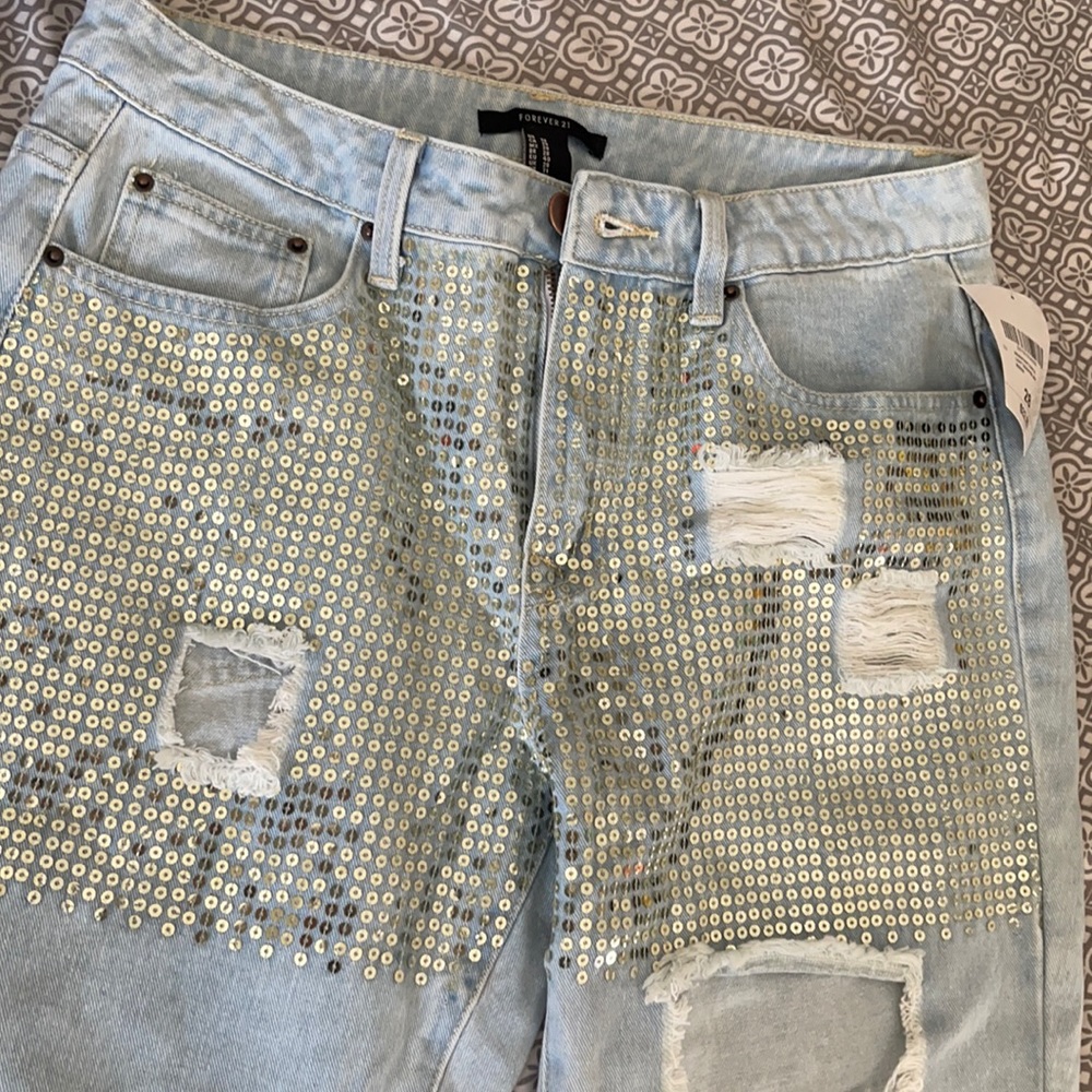 Sequins denim jeans
